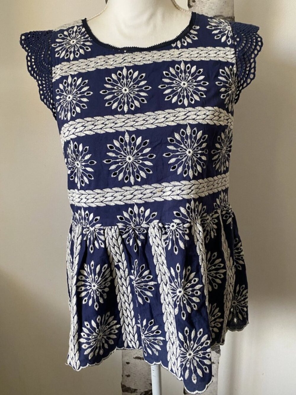 Skies are Blue Embroidered Top Size M
